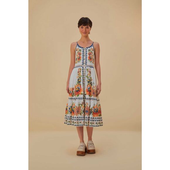 Farm Rio Delicate Garden Midi Dress Size Medium - Picture 1 of 11
